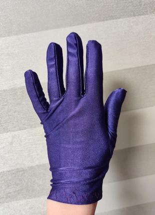 Жіночі стрейч-атласні рукавички.фіолетовий колір. розмір універсальний.
