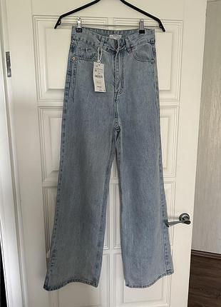 Джинсы палаццо с завышенной талией новые 38
