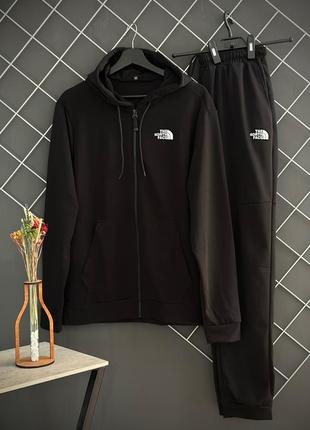 Мужской демисезонный спортивный костюм на змейке the north face черный tnf/ на весну, осень зе норт фейс тнф