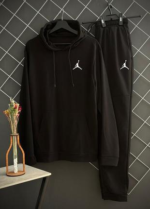 Чоловічий спортивний костюм демісезонний із худі jordan чорний/ костюм на весну, осінь джордан