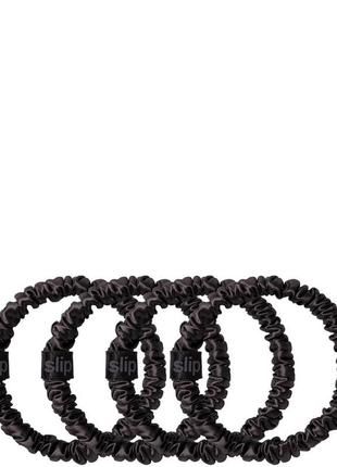 Розкішні люксові гумки із шовку slip pure silk skinny scrunchies — black