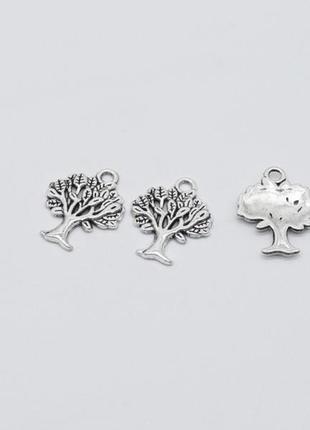 Накладки металлические для рукоделия и декора "дерево" цвет античное серебро 17х21мм подвески для украшений