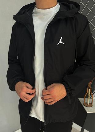Ветровка мужская jordan черная на весну осень водоотталкивающая плащевка куртка джордан