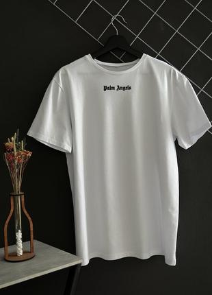 Мужская футболка palm angels хлопковая белая / футболка палм энджелс белого цвета