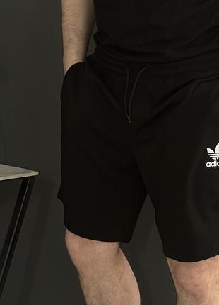 Спортивні шорти чоловічі adidas чорні з білим логотипом/шорти адідас чорного кольору на літо