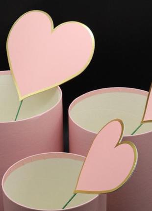 Коробки флористичні для квітів подарункові круглі колір рожевий. 19х19см. 3шт/комплект.2 фото