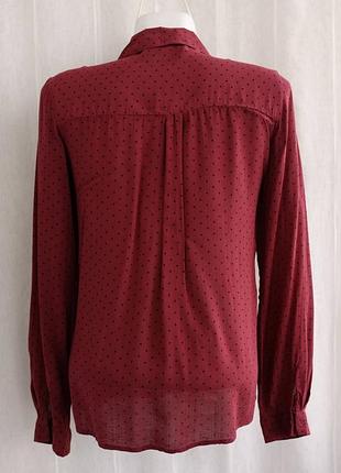 Бордовая рубашка в черные горошки из вискозы от pull & bear размер s2 фото