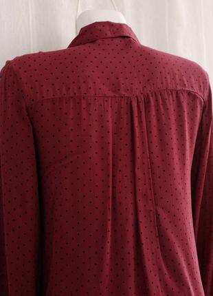 Бордовая рубашка в черные горошки из вискозы от pull & bear размер s4 фото