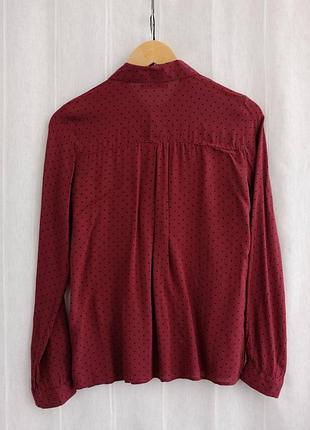 Бордовая рубашка в черные горошки из вискозы от pull & bear размер s8 фото