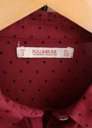 Бордовая рубашка в черные горошки из вискозы от pull & bear размер s6 фото