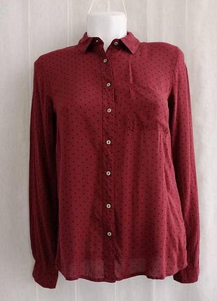 Бордовая рубашка в черные горошки из вискозы от pull & bear размер s1 фото