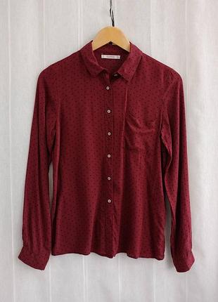 Бордовая рубашка в черные горошки из вискозы от pull & bear размер s7 фото