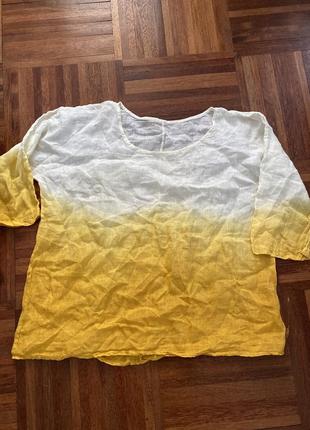 Новая итальянская льняная блуза рубашка с градиентом 36-38