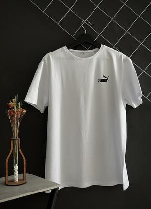 Мужская футболка puma хлопковая белая / футболка пума белого цвета
