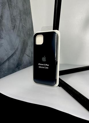 Чехол на iphone 15 plus full silicone case открытая камера, закрытый низ черный