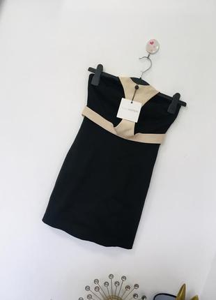 Новое чёрное платье с нюдовой портупеей finders keepers asos s