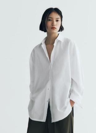 Поплінова сорочка оверсайз від zara