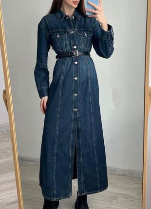 Длинное джинсовое платье тренч от zara, размер м