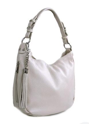 Мягкая кожаная сумка на плечо сумка бежевая из натуральной кожи итальянская сумка женская бежевая