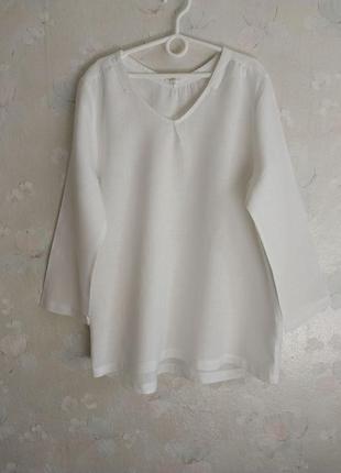 Женская льняная блуза 44р., s, белая, лен