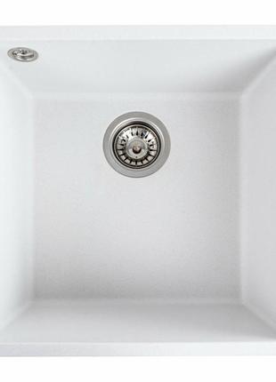 Гранітна мийка для кухні platinum 4040 ruba матовий білосніжний