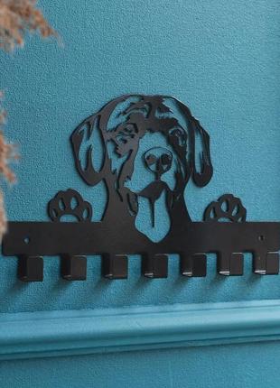 Ключниця настінна металічна 28х16.5см. колір "чорний" собака 7 гачків
