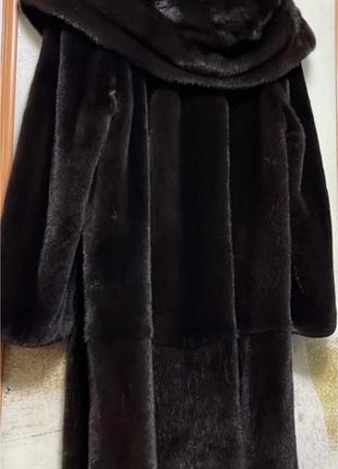 Scandinavia шуба норкова black glama оригінал номерна з капюшоном 100 см розмір 48-52