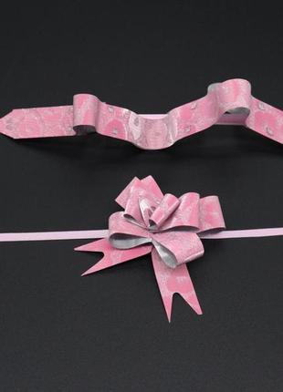 Подарунковий бант-затяжка поліпропіленовий для декору колір рожевий.3 фото