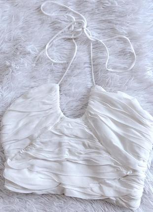 Нежный белый топ zara со сборкой