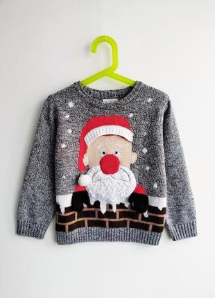 Дитячий новорічний светр кофта санта f&f