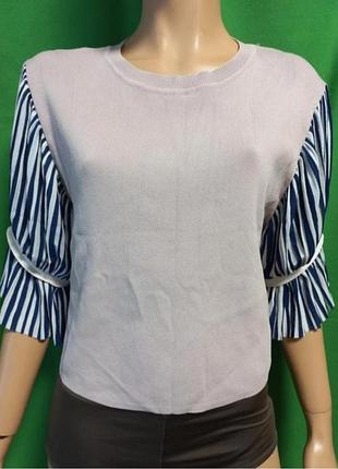 A.shop японія топ із крепового трикотажу з об'ємними рукавами в смужку