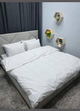 Комплект постільної білизни бязь-люкс, смужка біла