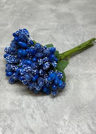 Тычинка для рукоделия (добавка для цветов), цвет-синий, букет (12 веточек), синій