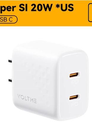 Зарядний пристрій voltme usb type c, 20 вт із вилкою американського стандарту (us)