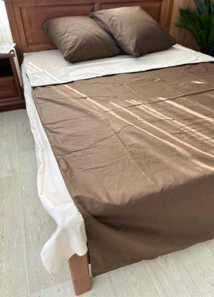 Однотонный двухцветный комплект постельного белья бязь-люкс, шоколад и ваниль