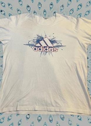 Adidas big logo белая футболка