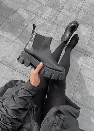 Prada monolith brushed leather chelsea boots 36