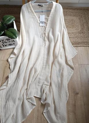 Пляжное платье с льном от zara, размер m-3xl*