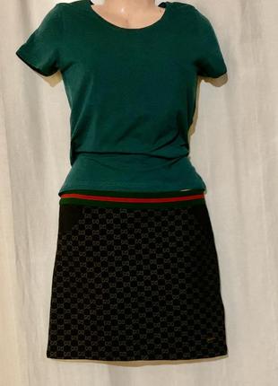 Трикотажная юбка принт ромбы gg с карманами брендовая gucci (италия)