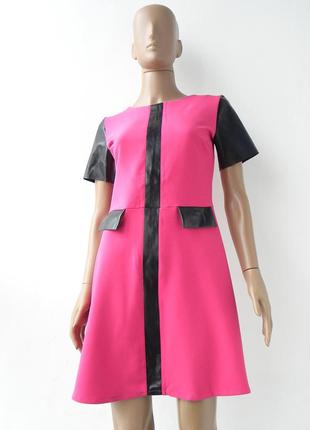 Знижка дня! нарядне плаття яскраво-рожевого кольору з вставками 48 розмір (42 євророзмір).