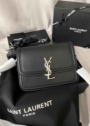 Сумка клатч yves saint laurent black/silver premium 1:1 найвища якість