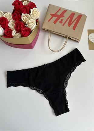 Нові бавовняні трусики з мереживом від h&m 💙💛 сток