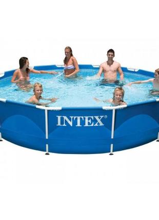 Каркасный семейный круглый бассейн (366*76 см) intex 28210  new сборный открытый 6503л