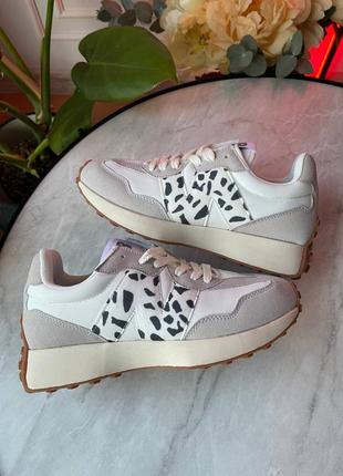 👟 кроссовки new balance 327 white leopard logo / наложка bs👟