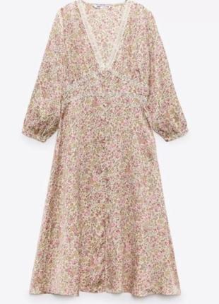 Платье zara в винтажное стиле цветочный принт