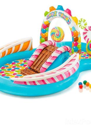 Детский игровой водный надувной центр бассейн с горкой фонтаном intex сладости 57149 (295*191*130 см) от 3 лет