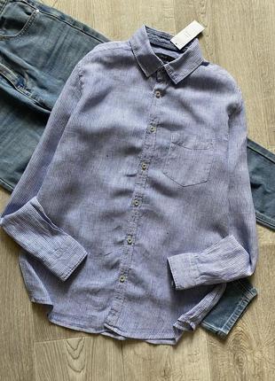 Льняная рубашка в полоску, льняная рубашка оверсайз,сорочка в смужку, лляна сорочка, блузка, блуза свободного кроя льон