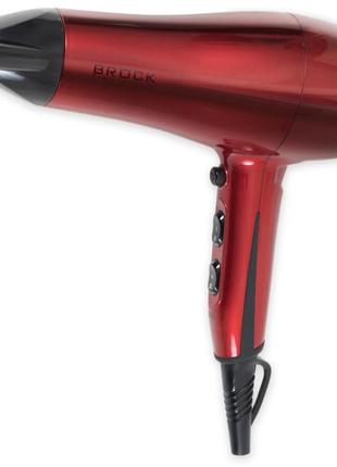 Фен для волосся з іонізацією концентратором brock hd 8201 rd 2200 вт холодний обдування червоний