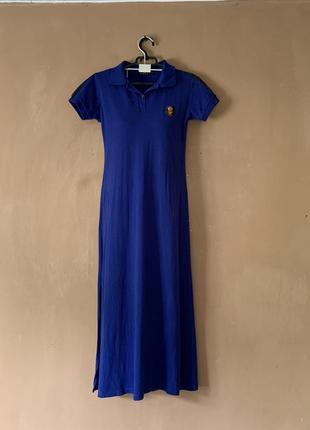 Сукня плаття міді всесвітньо відомого бренду gucci  люксове  розмір s m синього кольору котон