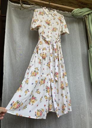 Длинное белое летнее платье с цветочным принтом из вискозы mango